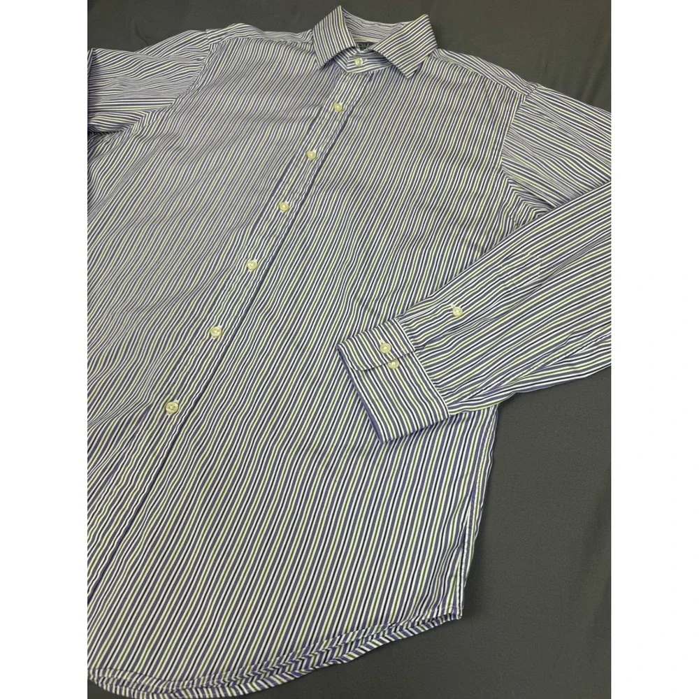 Polo Ralph Lauren Regent Classic Fit Mens 16 34/35 Purple Green Striped Shirt